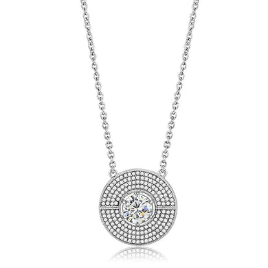 DA335 - No Plating Stainless Steel Necklace with AAA Grade CZ  in Clear