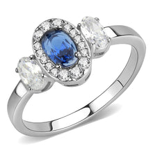 Load image into Gallery viewer, DA337 - No Plating Stainless Steel Ring with Synthetic Spinel in London Blue
