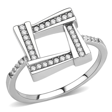 DA341 - No Plating Stainless Steel Ring with AAA Grade CZ  in Clear