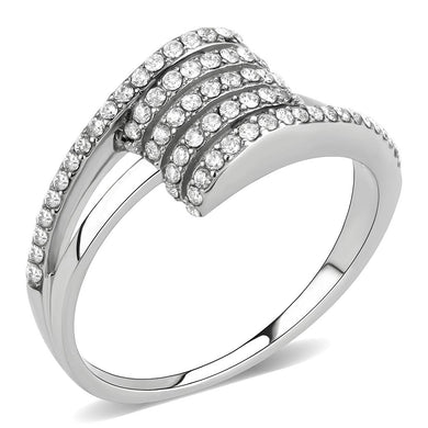 DA342 - No Plating Stainless Steel Ring with AAA Grade CZ  in Clear