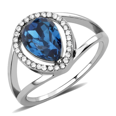 DA349 - High polished (no plating) Stainless Steel Ring with Top Grade Crystal  in Montana