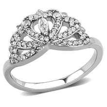 Load image into Gallery viewer, DA354 - High polished (no plating) Stainless Steel Ring with AAA Grade CZ  in Clear