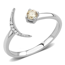 Load image into Gallery viewer, DA358 - High polished (no plating) Stainless Steel Ring with AAA Grade CZ  in Champagne
