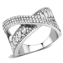 Load image into Gallery viewer, DA361 - High polished (no plating) Stainless Steel Ring with AAA Grade CZ  in Clear