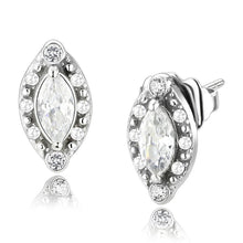 Load image into Gallery viewer, DA368 - High polished (no plating) Stainless Steel Earrings with AAA Grade CZ  in Clear