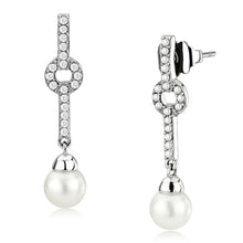 Load image into Gallery viewer, DA370 - High polished (no plating) Stainless Steel Earrings with Synthetic Pearl in White