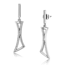 Load image into Gallery viewer, DA372 - High polished (no plating) Stainless Steel Earrings with AAA Grade CZ  in Clear