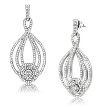 Load image into Gallery viewer, DA374 - High polished (no plating) Stainless Steel Earrings with AAA Grade CZ  in Clear