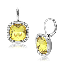Load image into Gallery viewer, DA379 - High polished (no plating) Stainless Steel Earrings with Top Grade Crystal  in Topaz