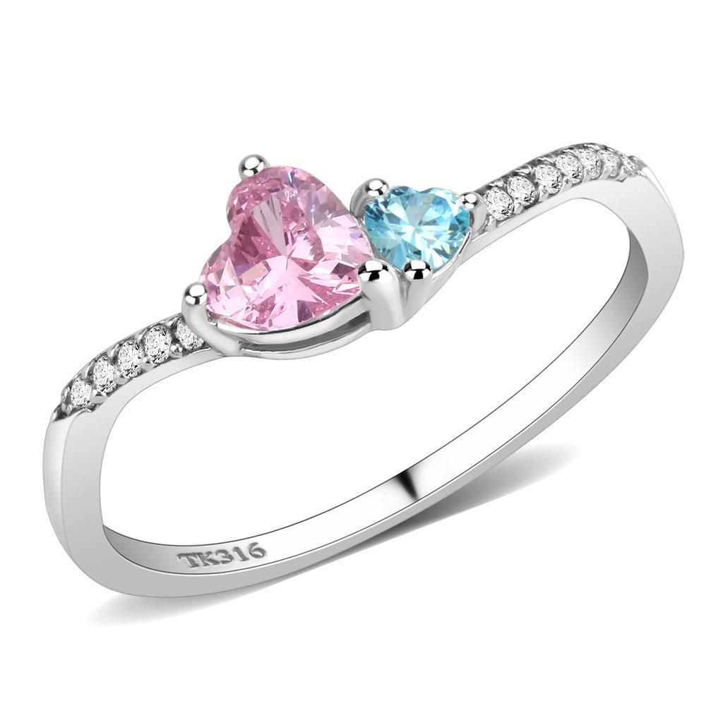 DA384Q - High polished (no plating) Stainless Steel Ring with AAA Grade CZ  in Multi Color