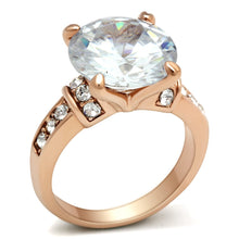 Load image into Gallery viewer, GL144 - IP Rose Gold(Ion Plating) Brass Ring with AAA Grade CZ  in Clear