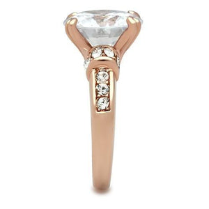 GL144 - IP Rose Gold(Ion Plating) Brass Ring with AAA Grade CZ  in Clear