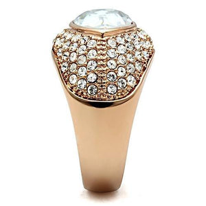 GL146 - IP Rose Gold(Ion Plating) Brass Ring with Top Grade Crystal  in Clear