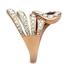 Load image into Gallery viewer, GL149 - IP Rose Gold(Ion Plating) Brass Ring with Top Grade Crystal  in Clear