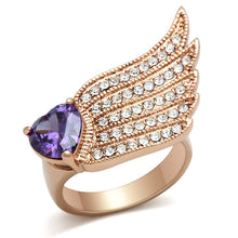 Load image into Gallery viewer, GL151 - IP Rose Gold(Ion Plating) Brass Ring with AAA Grade CZ  in Amethyst
