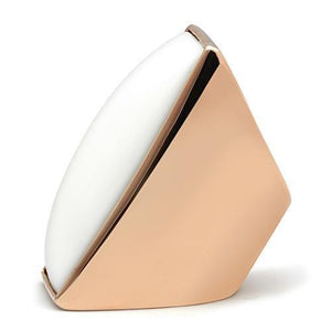 GL164 - IP Rose Gold(Ion Plating) Brass Ring with Synthetic Synthetic Stone in White