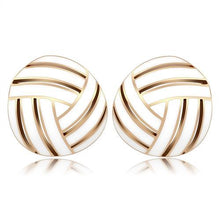 Load image into Gallery viewer, GL166 IP Rose Gold(Ion Plating) Brass Earrings with Epoxy in White