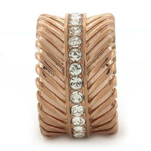 GL202 - IP Rose Gold(Ion Plating) Brass Ring with Top Grade Crystal  in Clear