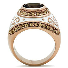 Load image into Gallery viewer, GL203 - IP Rose Gold(Ion Plating) Brass Ring with Synthetic Synthetic Glass in Brown