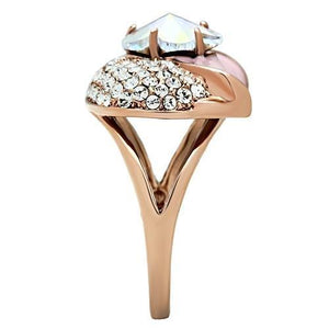 GL220 - IP Rose Gold(Ion Plating) Brass Ring with Top Grade Crystal  in Clear
