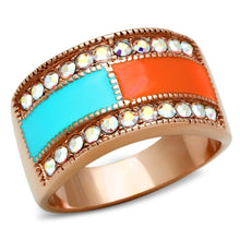 Load image into Gallery viewer, GL221 - IP Rose Gold(Ion Plating) Brass Ring with Top Grade Crystal  in Clear