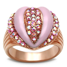 Load image into Gallery viewer, GL227 - IP Rose Gold(Ion Plating) Brass Ring with Top Grade Crystal  in Light Rose