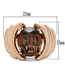 Load image into Gallery viewer, GL242 - IP Rose Gold(Ion Plating) Brass Ring with AAA Grade CZ  in Brown