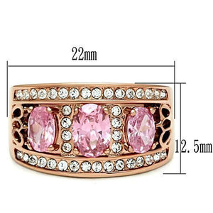 GL244 - IP Rose Gold(Ion Plating) Brass Ring with AAA Grade CZ  in Rose