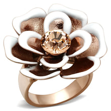 Load image into Gallery viewer, GL247 - IP Rose Gold(Ion Plating) Brass Ring with Top Grade Crystal  in Light Peach