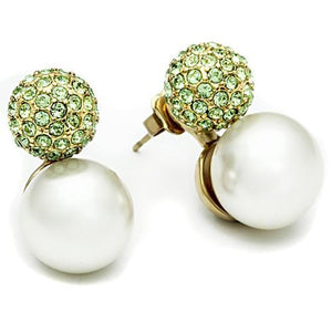 GL264 - IP Gold(Ion Plating) Brass Earrings with Synthetic Pearl in White