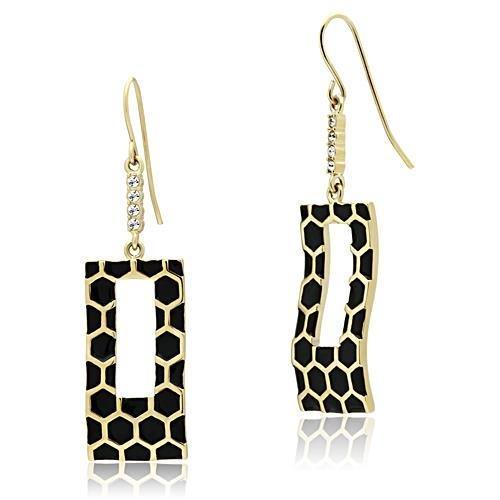 GL268 IP Gold(Ion Plating) Brass Earrings with Top Grade Crystal in Clear