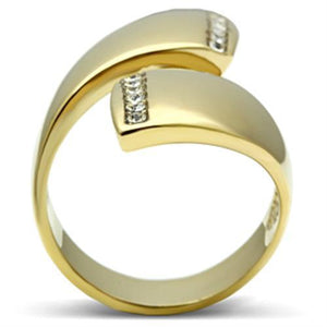 GL292 - IP Gold(Ion Plating) Brass Ring with Top Grade Crystal  in Clear