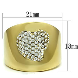 GL293 - IP Gold(Ion Plating) Brass Ring with Top Grade Crystal  in Clear