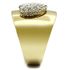GL293 - IP Gold(Ion Plating) Brass Ring with Top Grade Crystal  in Clear
