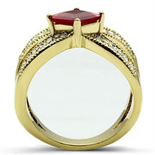 Load image into Gallery viewer, GL298 - IP Gold(Ion Plating) Brass Ring with AAA Grade CZ  in Ruby