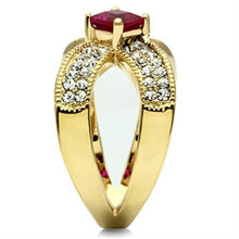 Load image into Gallery viewer, GL298 - IP Gold(Ion Plating) Brass Ring with AAA Grade CZ  in Ruby