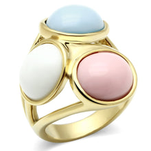 Load image into Gallery viewer, GL303 - IP Gold(Ion Plating) Brass Ring with Synthetic Synthetic Stone in Multi Color