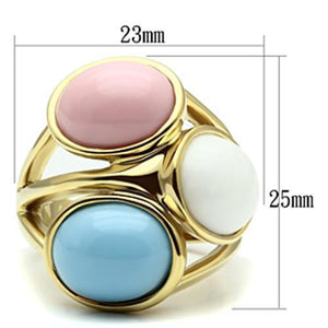 GL303 - IP Gold(Ion Plating) Brass Ring with Synthetic Synthetic Stone in Multi Color