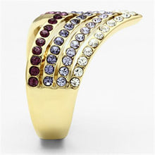 Load image into Gallery viewer, GL305 - IP Gold(Ion Plating) Brass Ring with Top Grade Crystal  in Multi Color