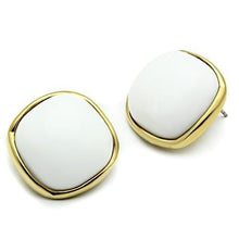 Load image into Gallery viewer, GL338 - IP Gold(Ion Plating) Brass Earrings with Synthetic Synthetic Glass in White