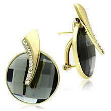 Load image into Gallery viewer, GL343 - IP Gold(Ion Plating) Brass Earrings with Synthetic Synthetic Glass in Black Diamond