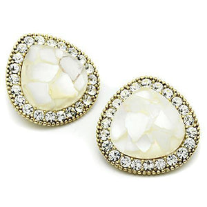 GL346 - IP Gold(Ion Plating) Brass Earrings with Synthetic Synthetic Stone in Clear