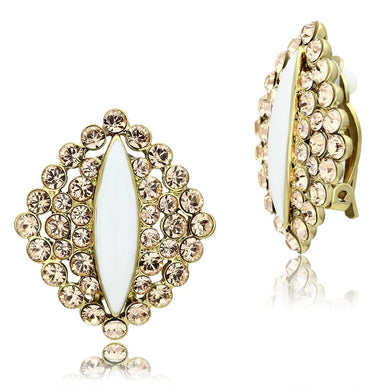 GL350 - IP Gold(Ion Plating) Brass Earrings with Top Grade Crystal  in Champagne