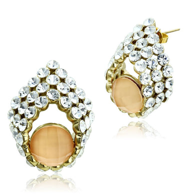 GL355 - IP Gold(Ion Plating) Brass Earrings with Synthetic Synthetic Stone in Orange