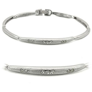 LO1156 - Rhodium+Brushed Brass Bracelet with Top Grade Crystal  in Clear