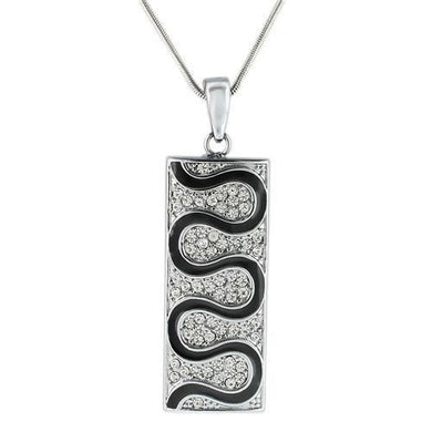 LO1182 - Rhodium Brass Pendant with Top Grade Crystal  in Clear