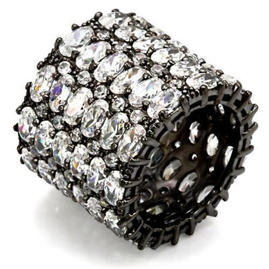 LO1580 - Ruthenium Brass Ring with AAA Grade CZ  in Clear