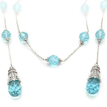 Load image into Gallery viewer, LO1714 - Rhodium White Metal Necklace with Synthetic Glass Bead in Sea Blue