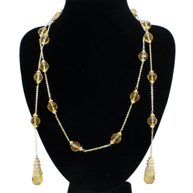 LO1717 - Gold White Metal Necklace with Synthetic Acrylic in Topaz