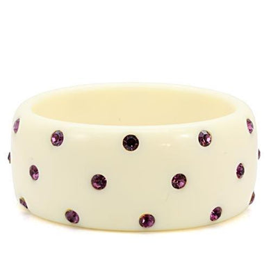LO1906 -  Resin Bangle with Top Grade Crystal  in Amethyst